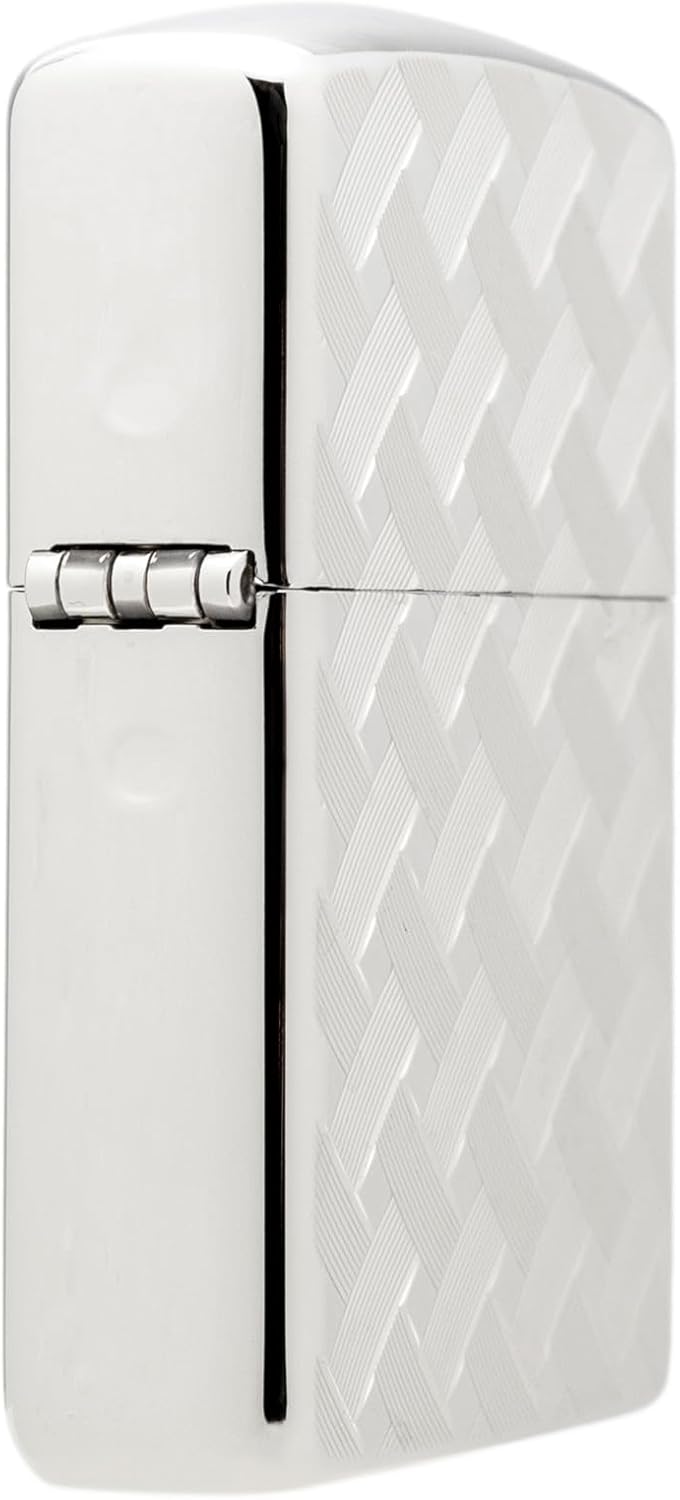 KAJIKAWA Zippo Zippo Lighter, Windproof, Brass, Armor Zippo, Carved, White Nickel Finish, Double Sided, Includes Special Sticker Wire MESH II (C)