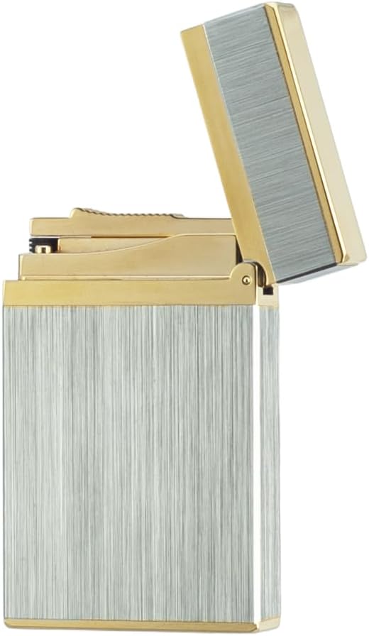 Classic Brushed Silver Gold Lighter, Ligne 2 Lighters, Clear Sound, Inflatable and Adjustable, Soft Flame, Gift for Men Boyfriend Husband Father