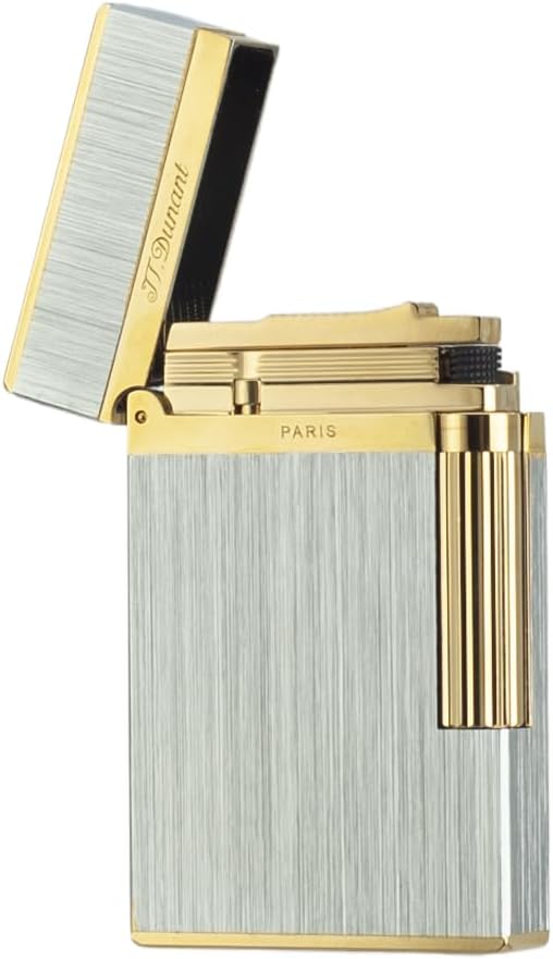 Classic Brushed Silver Gold Lighter, Ligne 2 Lighters, Clear Sound, Inflatable and Adjustable, Soft Flame, Gift for Men Boyfriend Husband Father