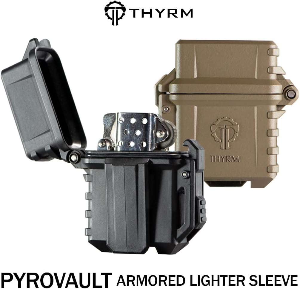 Thyrm PyroVault Lighter Armor v1.0, Compatible with Zippo Classic Fluid Inserts (Olive Drab) for Protection, Less Evaporation, and Retention (Pocket Clip), Made in USA