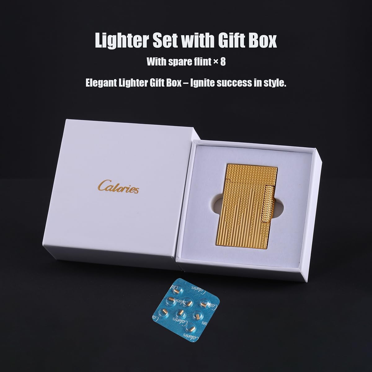 Classic Lighter, Butane Copper Exquisitely Carved Vintage Side Slide Lgnition Lighter, for Men Dad Husband Collect,Gold