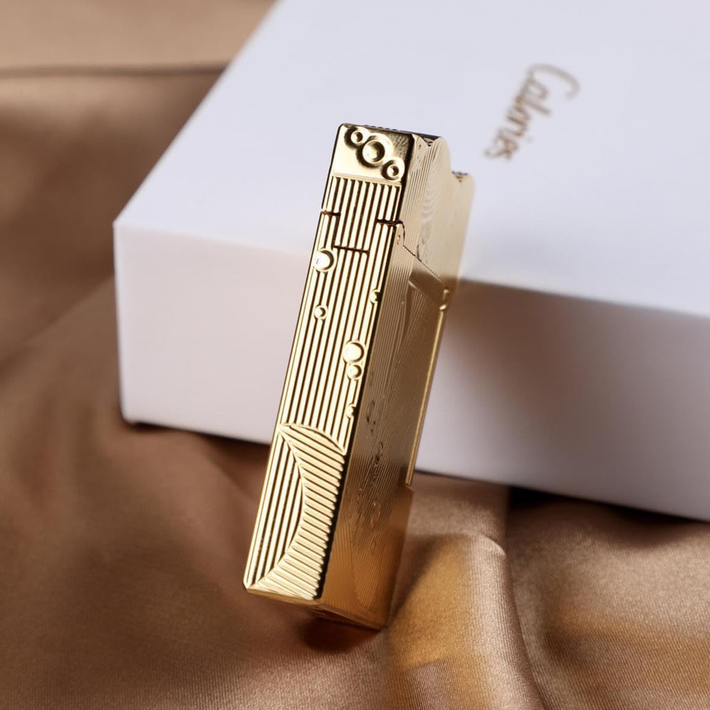 Sanji Lighter Luxury Present Box Packaging Metal Mermaid Lighters Retro Nostalgic One-Piece Pulley Refillable Kerosene Soft Flame Lighter Butane Free Birthday (Gold-A)