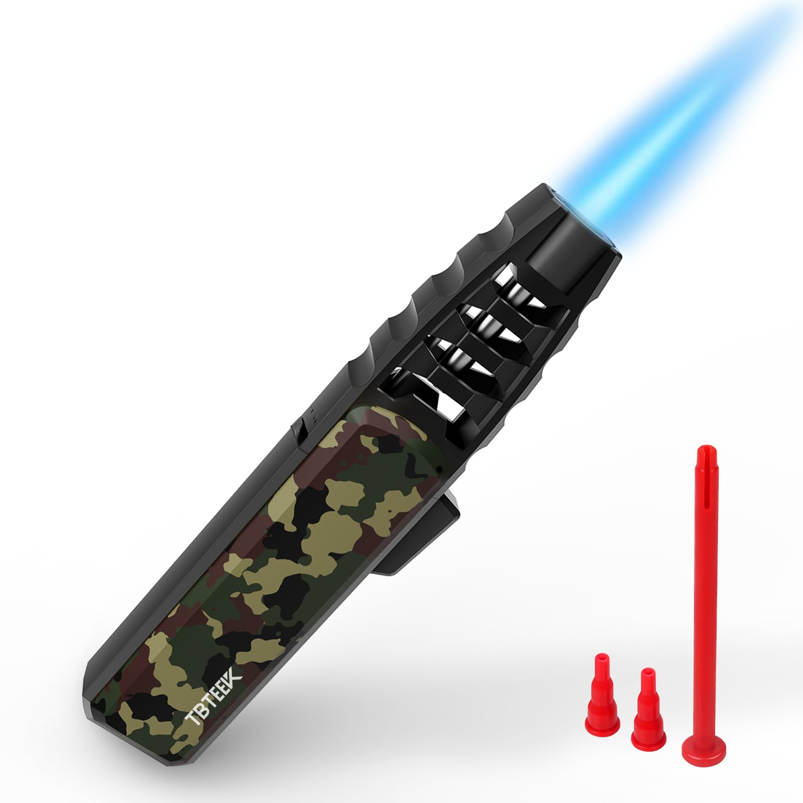 TBTeek Butane Torch Lighter - Adjustable Jet Flame Lighter, Refillable Bright Fire Blow Torch, Cooking Lighter with Safety Lock for creme, BBQ, Baking, Candle, Camping, Gold (Gas Not Included)