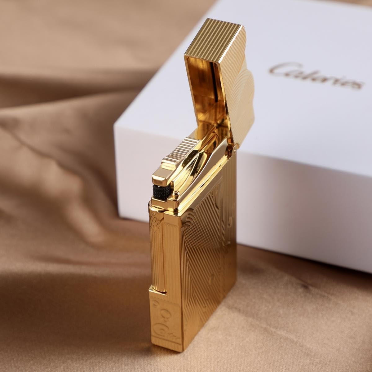 Sanji Lighter Luxury Present Box Packaging Metal Mermaid Lighters Retro Nostalgic One-Piece Pulley Refillable Kerosene Soft Flame Lighter Butane Free Birthday (Gold-A)