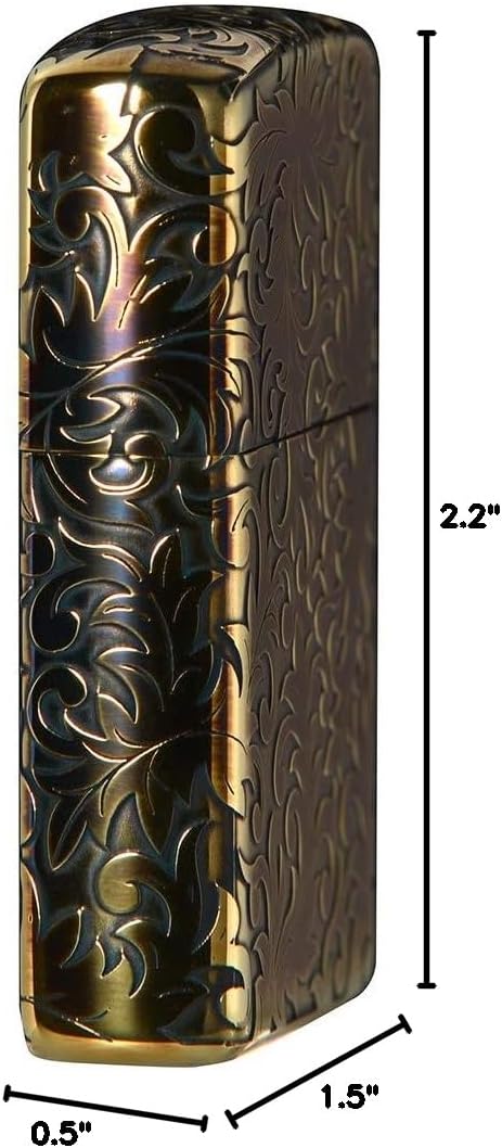 Zippo 2GI-Z5KARA2 Lighter, Gold, Arabesque and Logo, 5 Consecutive Etching, Serial Number Included