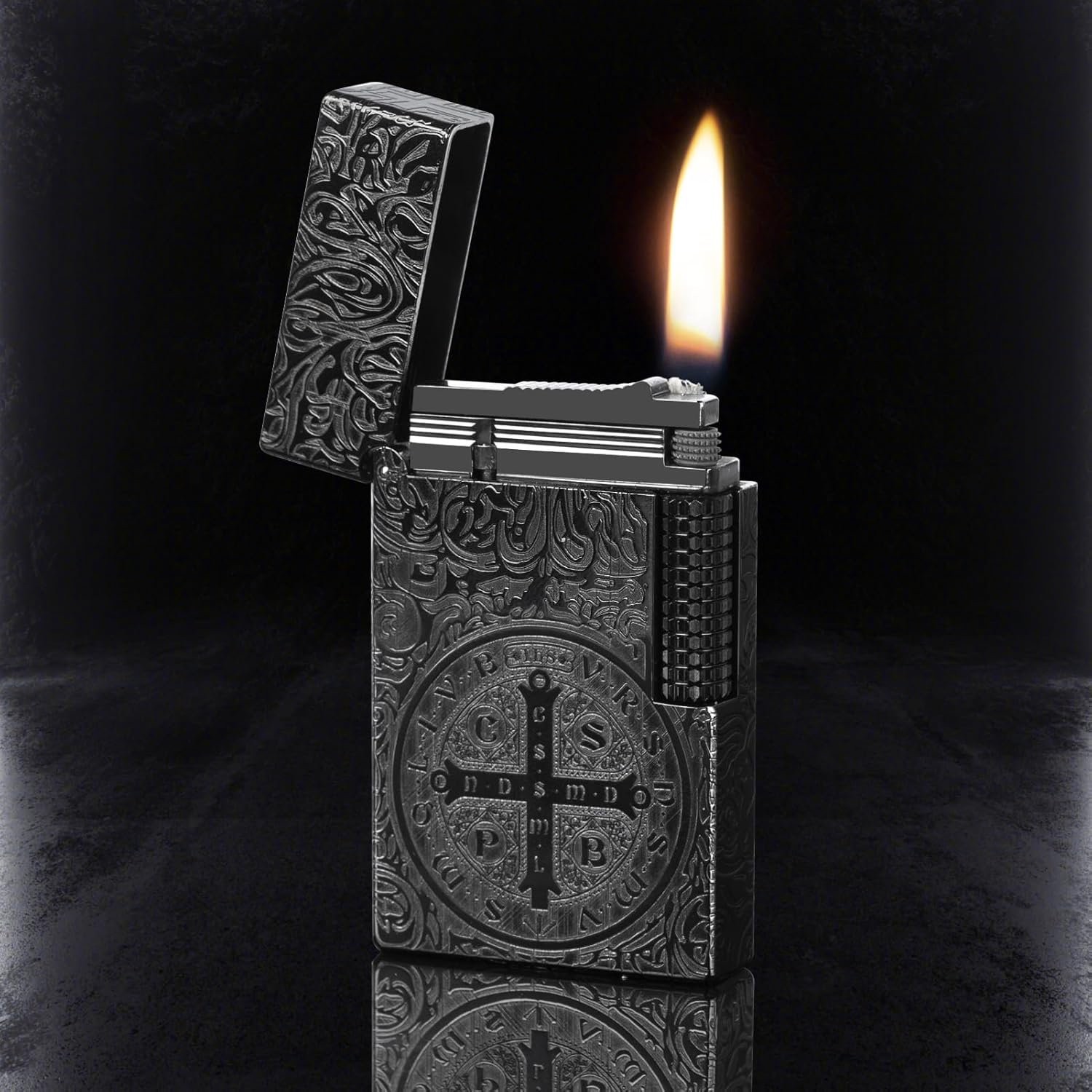 YUSUD Carved Constantine Lighter, Vintage Trench Lighters, Copper Unique Lighters One Piece Kerosene Fluid Refill, Cool Lighter for Men Dad - Antique Heavy Duty Armor Style