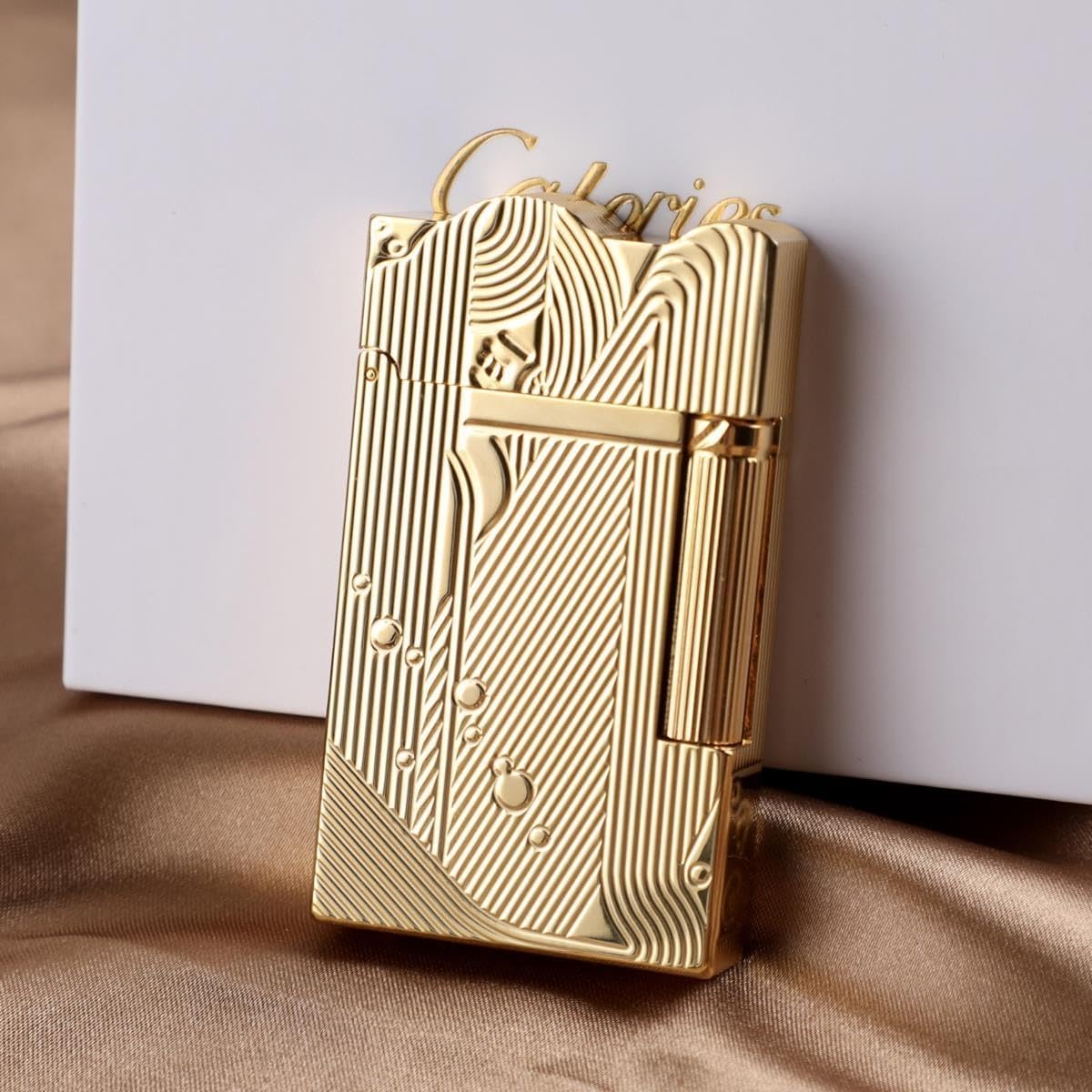Sanji Lighter Luxury Present Box Packaging Metal Mermaid Lighters Retro Nostalgic One-Piece Pulley Refillable Kerosene Soft Flame Lighter Butane Free Birthday (Gold-A)