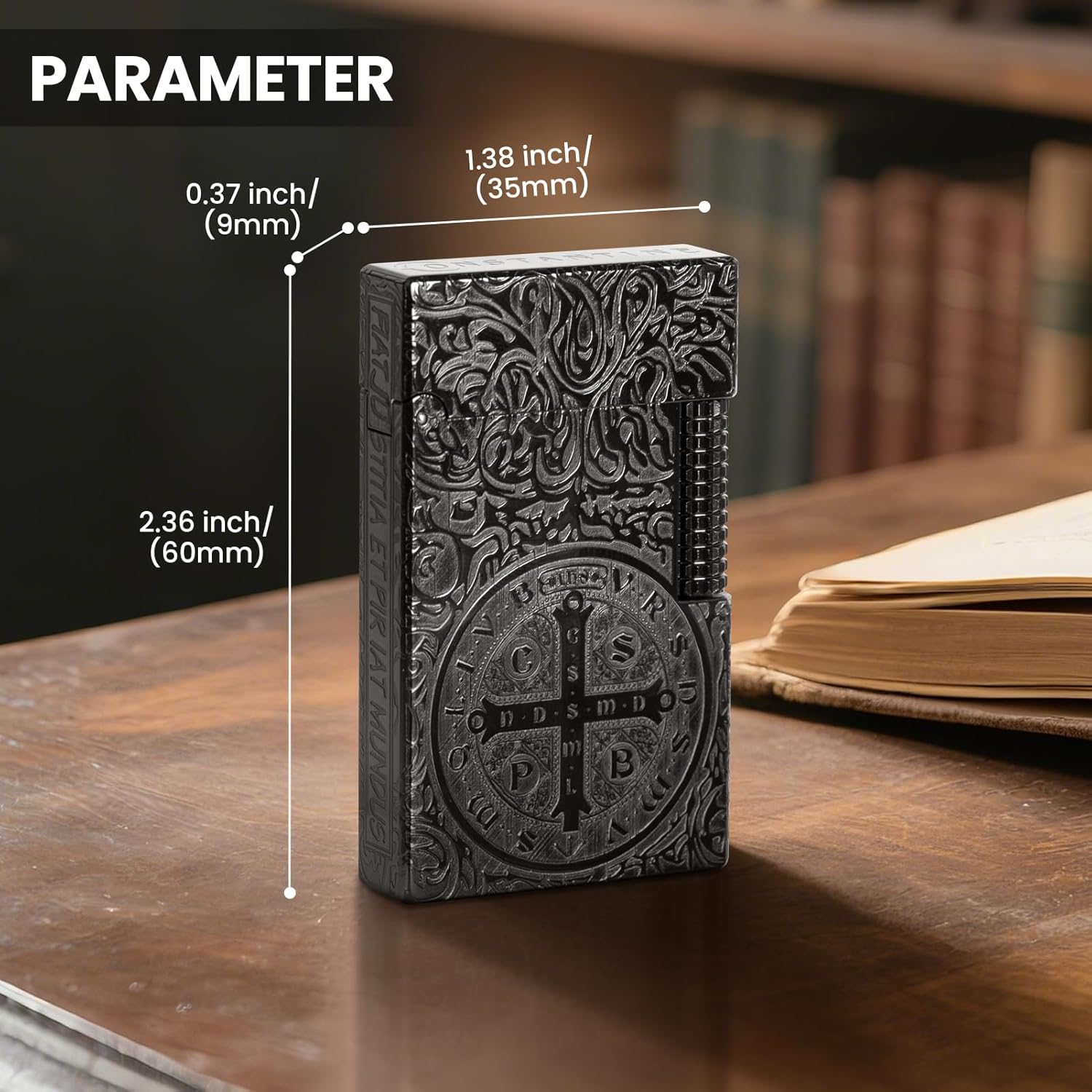 YUSUD Carved Constantine Lighter, Vintage Trench Lighters, Copper Unique Lighters One Piece Kerosene Fluid Refill, Cool Lighter for Men Dad - Antique Heavy Duty Armor Style