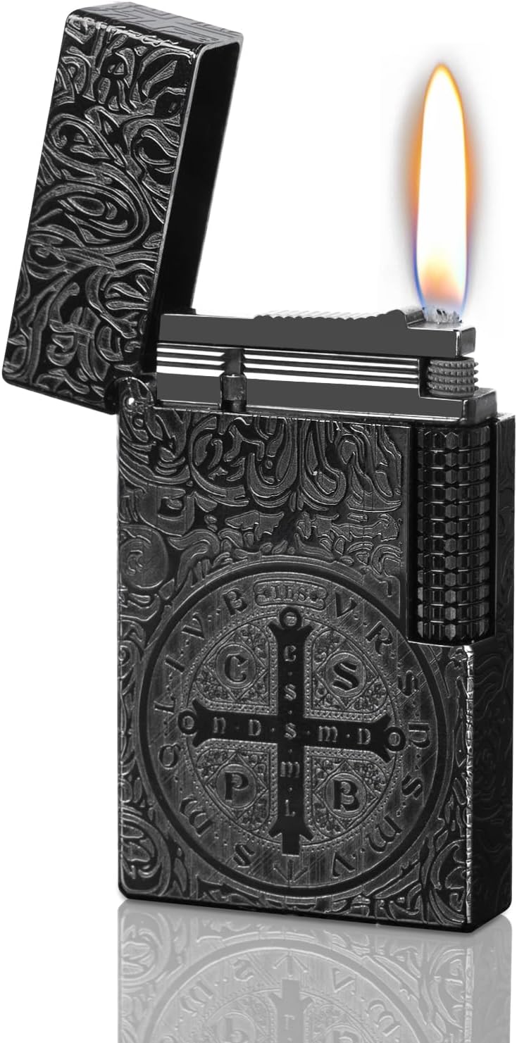 YUSUD Carved Constantine Lighter, Vintage Trench Lighters, Copper Unique Lighters One Piece Kerosene Fluid Refill, Cool Lighter for Men Dad - Antique Heavy Duty Armor Style