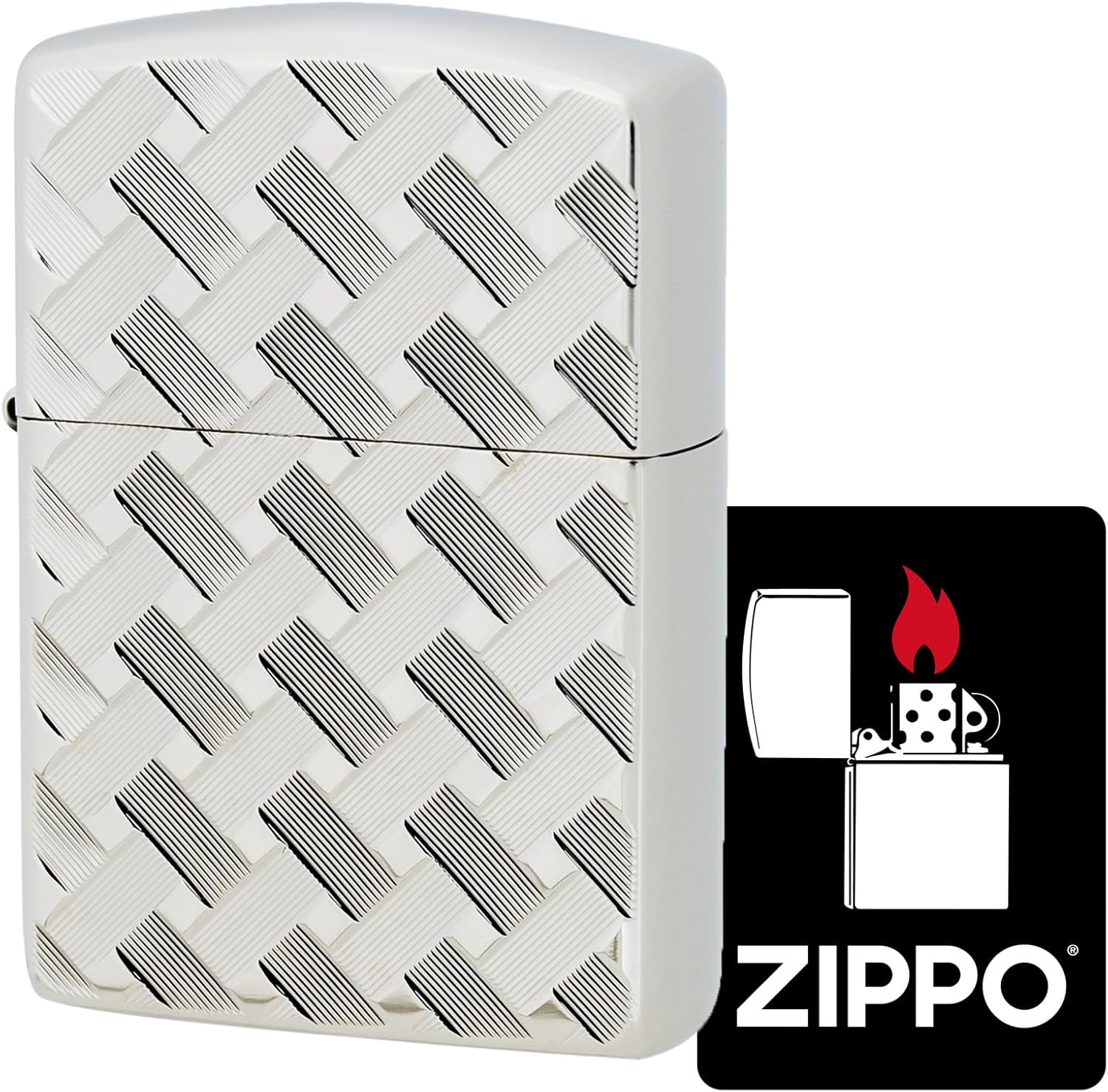 KAJIKAWA Zippo Zippo Lighter, Windproof, Brass, Armor Zippo, Carved, White Nickel Finish, Double Sided, Includes Special Sticker Wire MESH II (C)