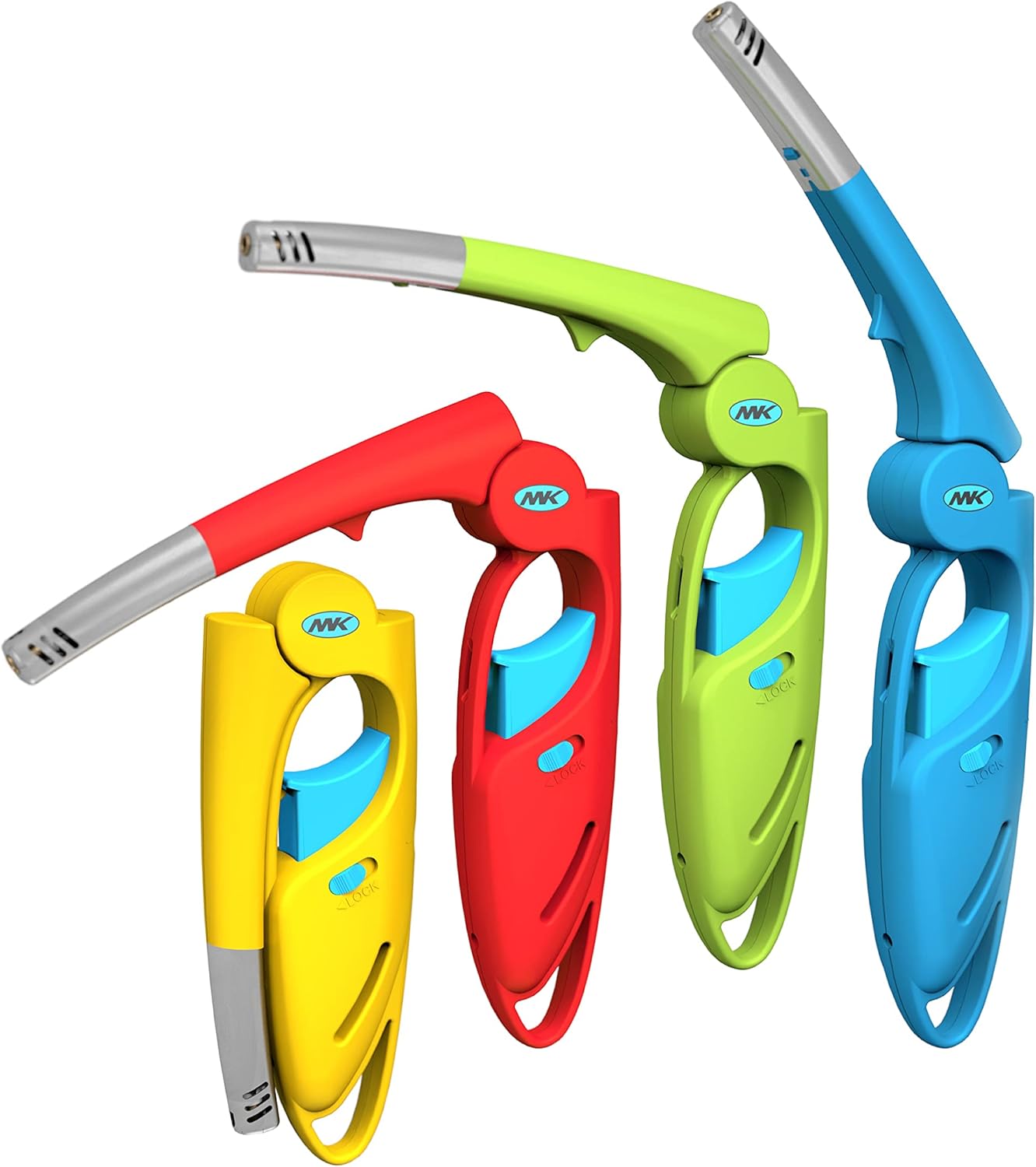 MK Lighter, 4PCS Candle Lighter, Windproof Flame, Ideal as Lighters for Candle, Foldable Lighters, BBQ Lighters, Camping Lighters, Butane Refillable Lighters, Multipurpose Lighters, Ship Random Color