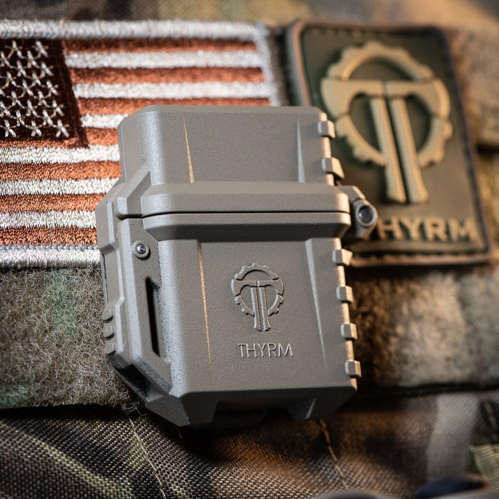 Thyrm PyroVault Lighter Armor v1.0, Compatible with Zippo Classic Fluid Inserts (Olive Drab) for Protection, Less Evaporation, and Retention (Pocket Clip), Made in USA