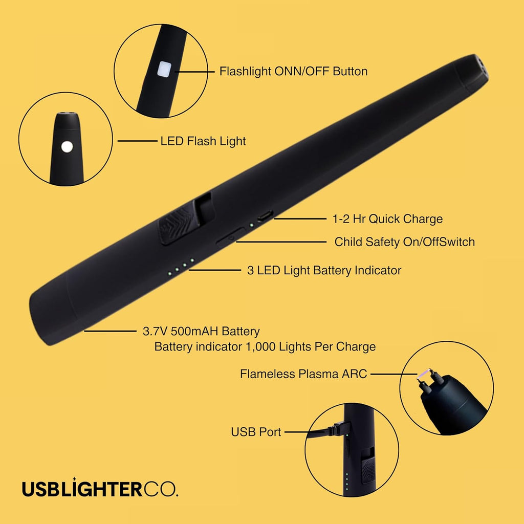 USB Lighter Co. MOTLI Electric Arc Windproof Flameless USB Rechargeable Lighter with Flashlight & Safety Lock for Candle Camping BBQ Grill Gift Outdoors (Dessert Sand)
