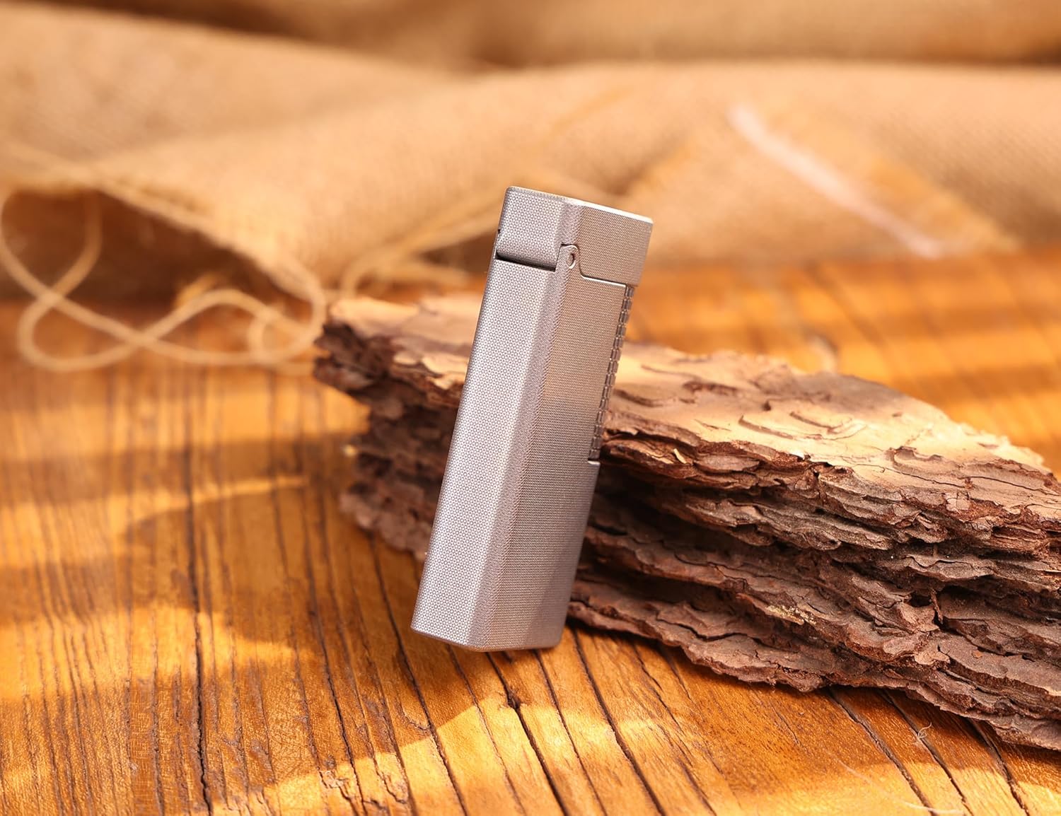 WDMART- TC4 Titanium Mechanical Trench Lighter • Retro Soft Flame Oil Lighter • Cool Open Flame Kerosene Lighters one Click lid Opening • Model：Flame Spirit (JD)
