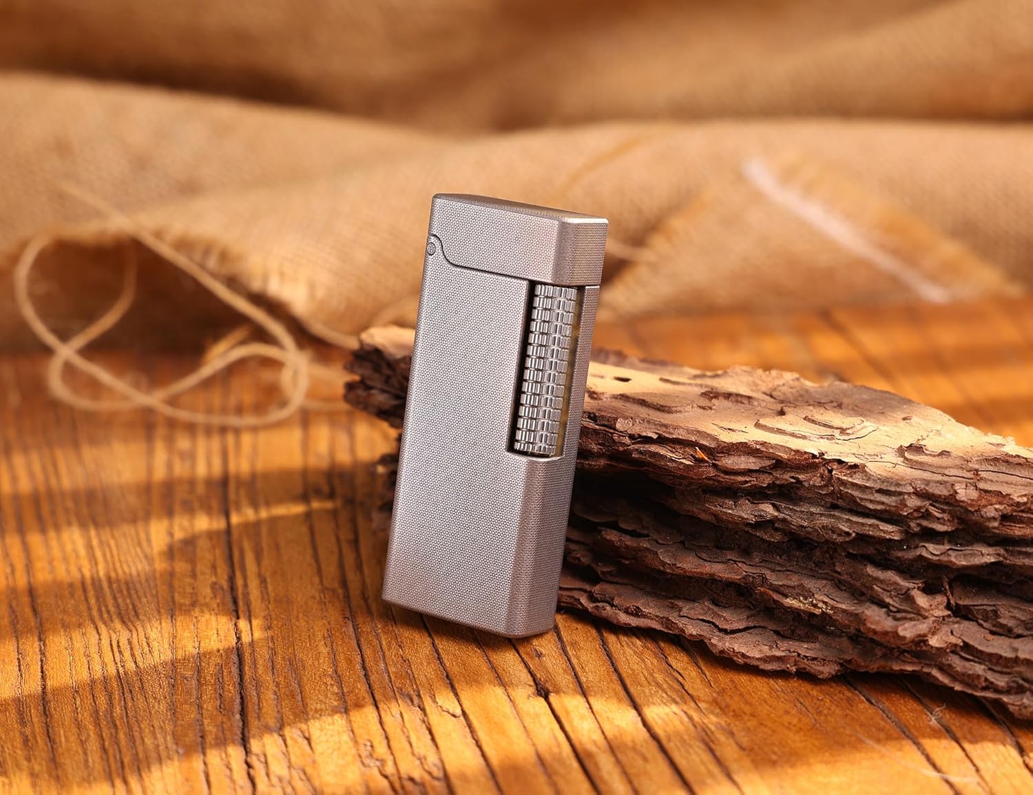 WDMART- TC4 Titanium Mechanical Trench Lighter • Retro Soft Flame Oil Lighter • Cool Open Flame Kerosene Lighters one Click lid Opening • Model：Flame Spirit (JD)