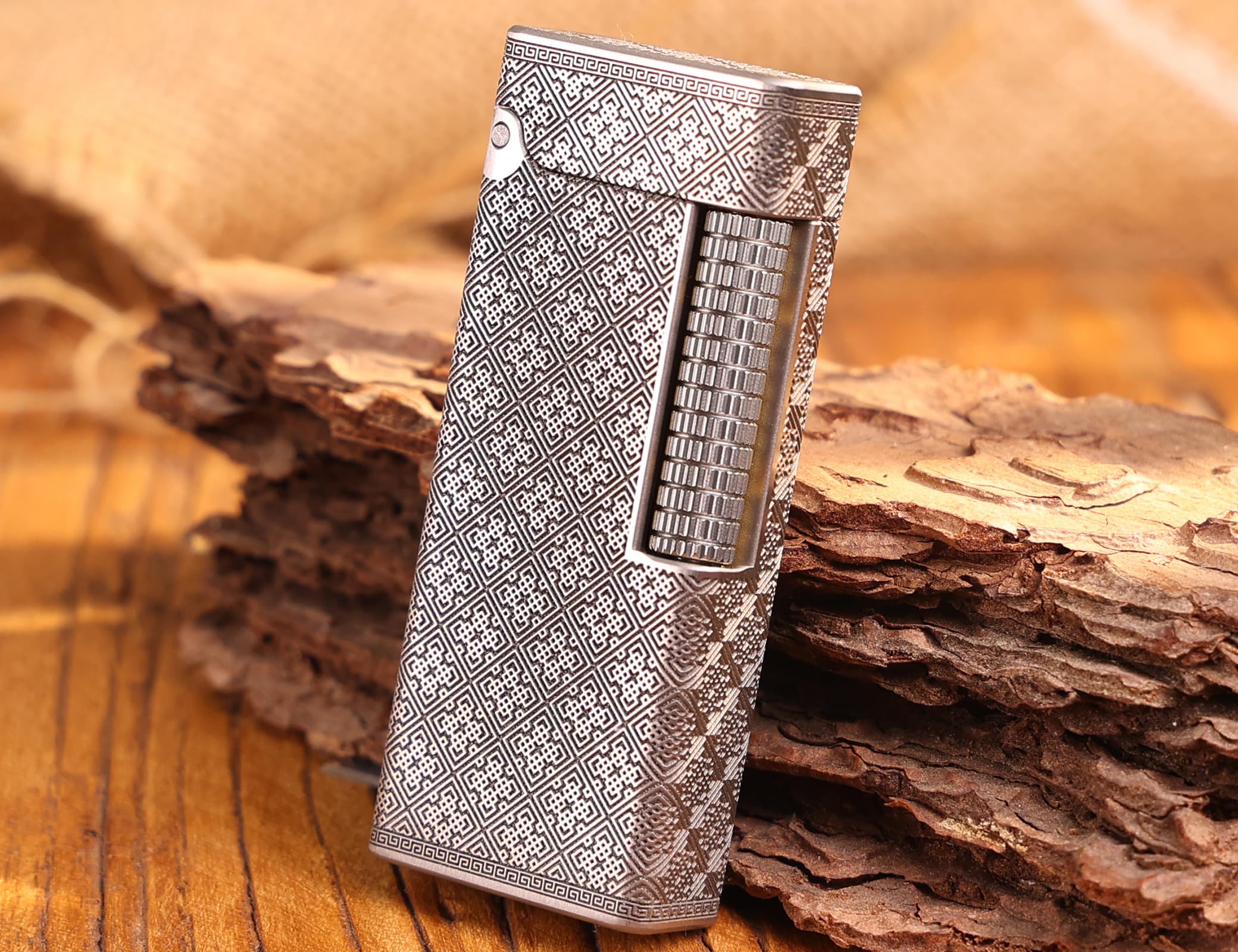 WDMART- TC4 Titanium Mechanical Trench Lighter • Retro Soft Flame Oil Lighter • Cool Open Flame Kerosene Lighters one Click lid Opening • Model：Flame Spirit (JD)