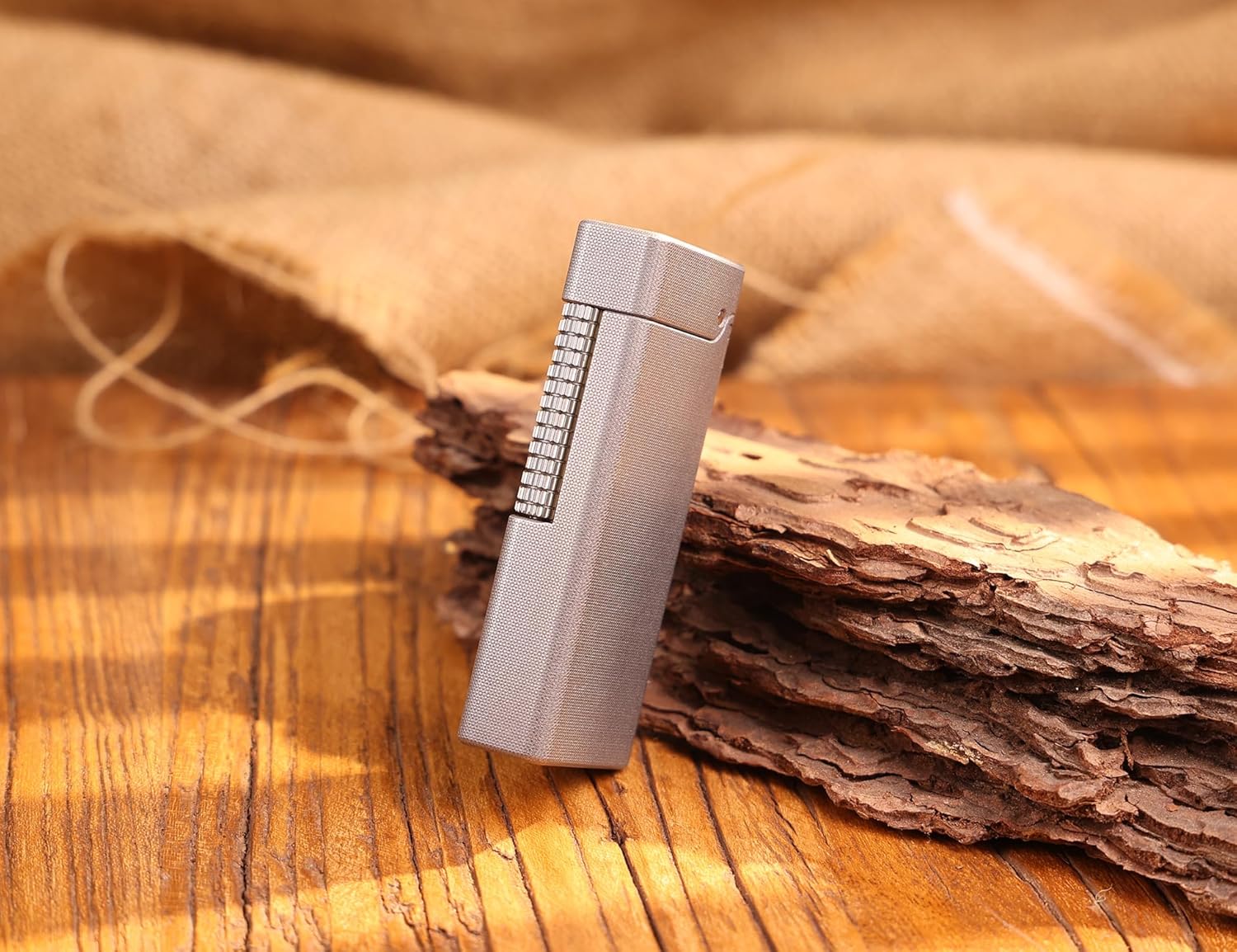 WDMART- TC4 Titanium Mechanical Trench Lighter • Retro Soft Flame Oil Lighter • Cool Open Flame Kerosene Lighters one Click lid Opening • Model：Flame Spirit (JD)